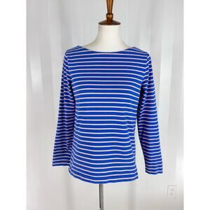 J CREW Women’s Blue/Peach Striped Top Sz M